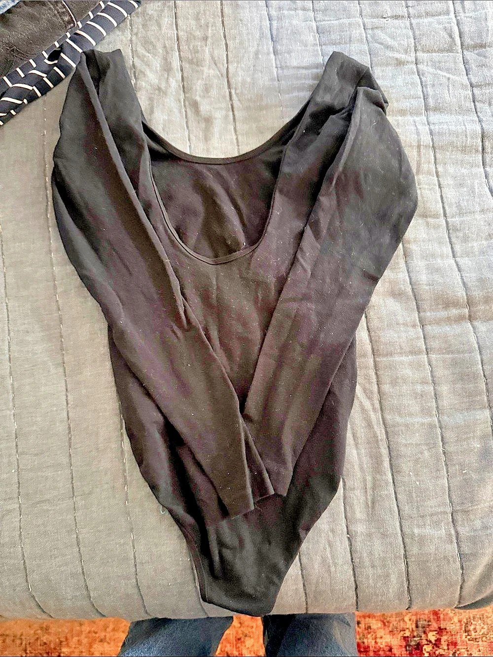 Y2K American Apparel Cotton Spandex Long Sleeve Double U-Neck / Scoop-Back Bodys